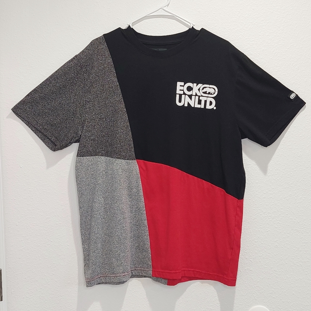 Ecko Unlimited Young Men's Colorblock T-Shirt - Black, Gray, Red. Like New.